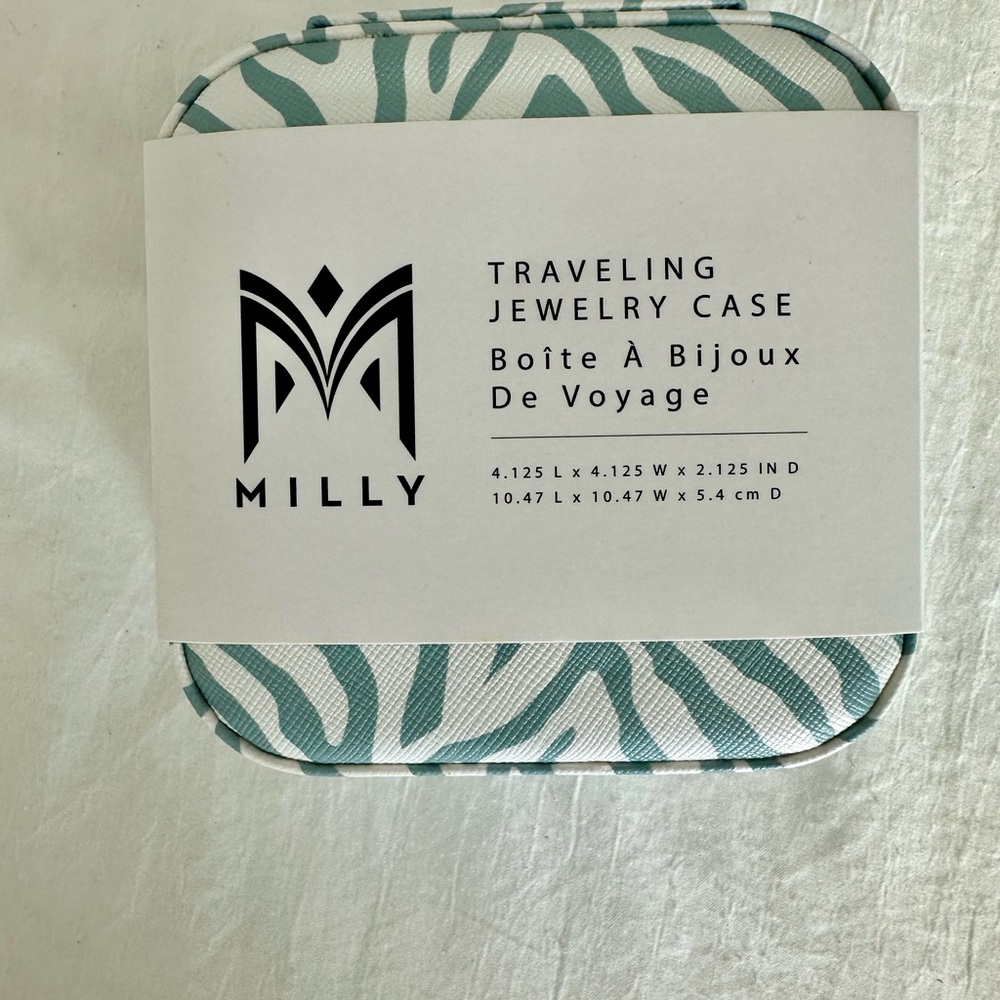 Milly Teal Zebra Pattern Travel Jewelry Case
